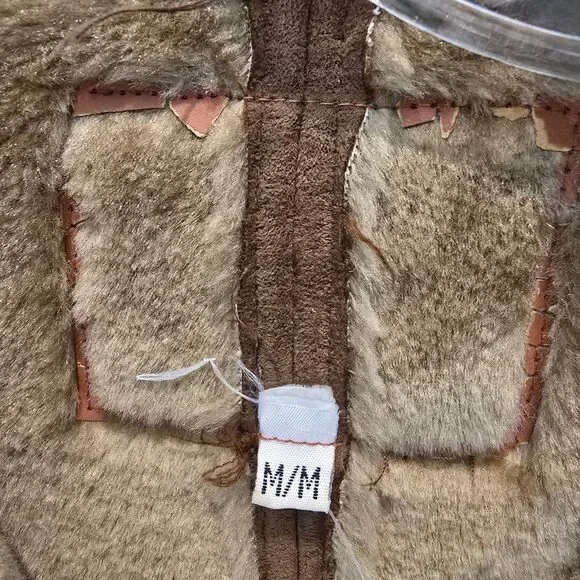 Vintage Guess Brown Penny Lane Faux Sherpa Jacket Size M - Picture 9 of 12